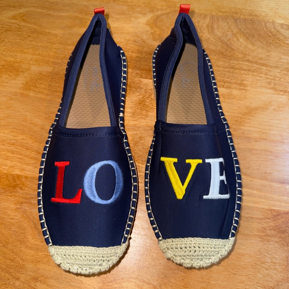 Navy Espadrilles with Vibrant Lettering